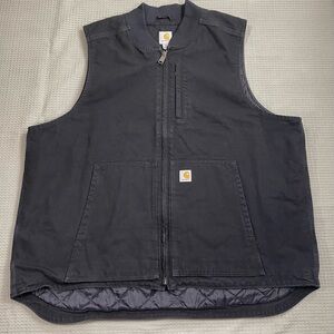Carhartt Vest 3XLT Men’s Loose Fit Canvas Duck Insulated Rib Collar Black 104395